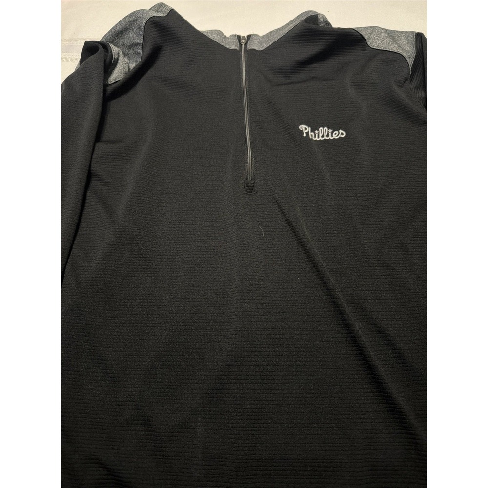Antigua Philadelphia Phillies Quarter Zip Pullover Mens XXL Black Gray MLB Top